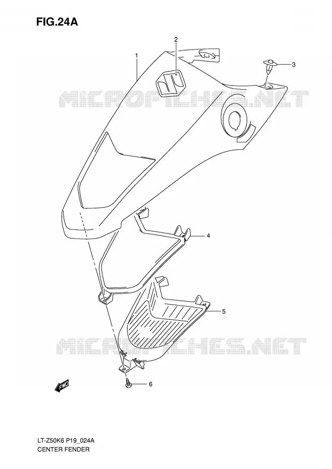 CARENAGE CENTRAL (MODEL K7/K8/K9) Suzuki QUAD 50 QUADSPORT 2013  LT-Z50L0(P19)
