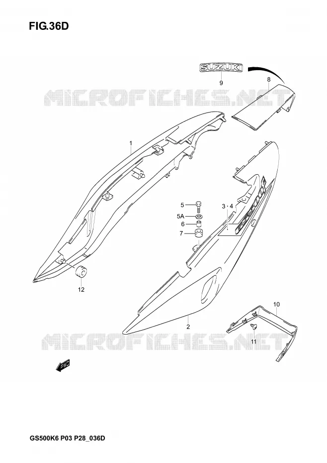CARENAGES ARRIERE  (GS500FK5) Suzuki MOTO 500 GS-F 2004  GS500FK4(P3)