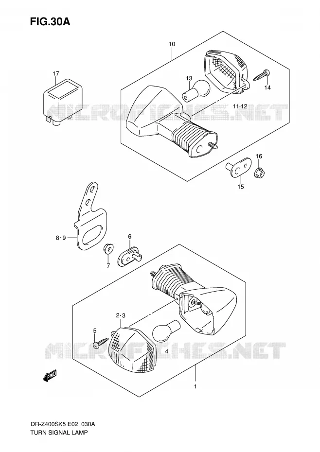 CLIGNOTANTS (MODEL K6/K7/K8) Suzuki MOTO 400 DR-Z 2005  DR-Z400SK5(E2)