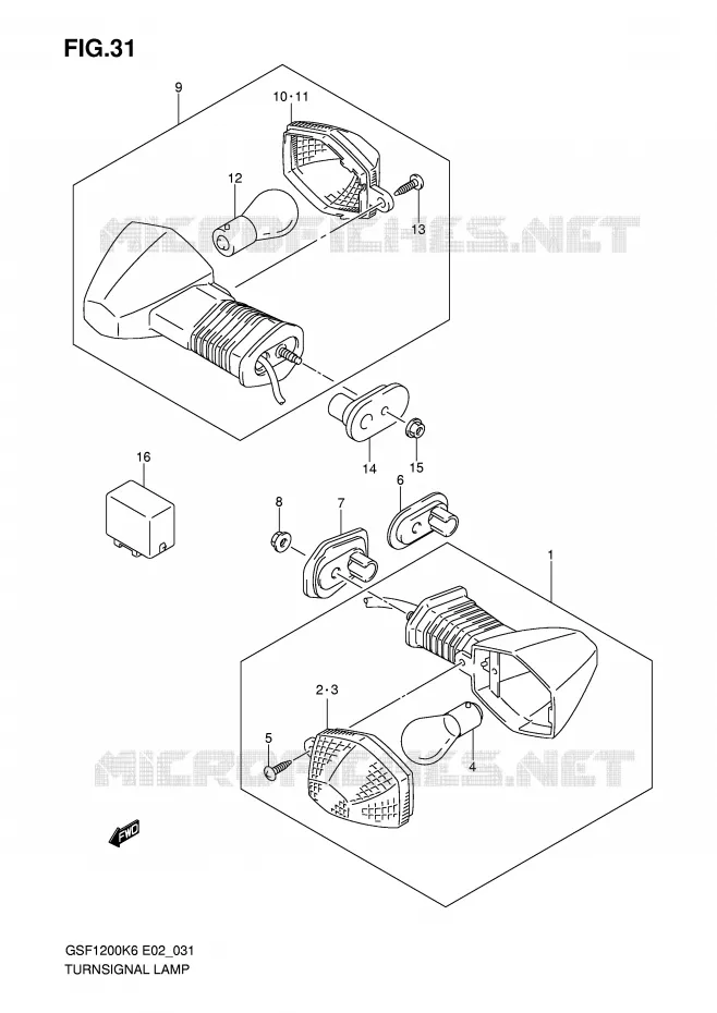 CLIGNOTANTS Suzuki MOTO 1200 BANDIT 2006  GSF1200SA K6 (E02,E19,E24)