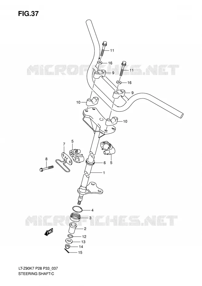 COLONNE DE DIRECTION Suzuki QUAD 90 QUADSPORT 2010  LT-Z90L0(P28/P33)