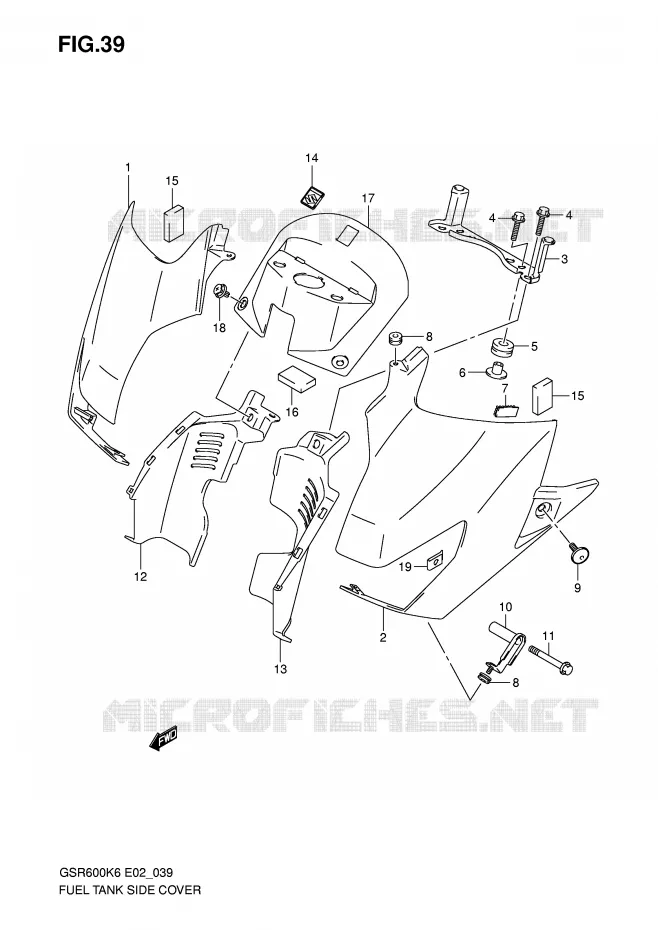 COUVRE RESERVOIR (MODEL K6/K7) Suzuki MOTO 600 GSR 2007  GSR600K7(E2)