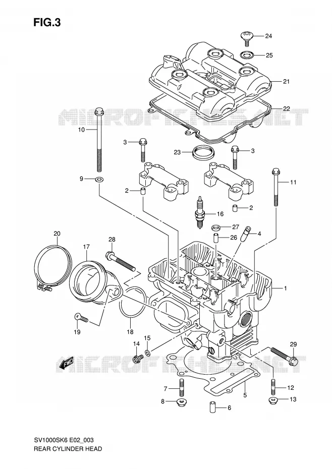CULASSE ARRIERE Suzuki MOTO 1000 SV 2007  SV1000U2K7(E2)