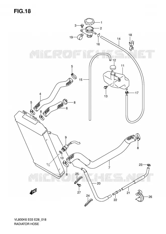 DURITE DE RADIATEUR Suzuki MOTO 800 INTRUDER 2008  VL800TK8(E3/E28)