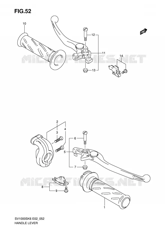 ENSEMBLE LEVIERS - POIGNEES (SV1000S/S1/S2) Suzuki MOTO 1000 SV 2007  SV1000K7(E2)