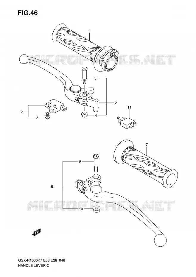 ENSEMBLE LEVIERS - POIGNEES Suzuki MOTO 1000 GSX-R 2008  GSX-R1000 K8 (E03)