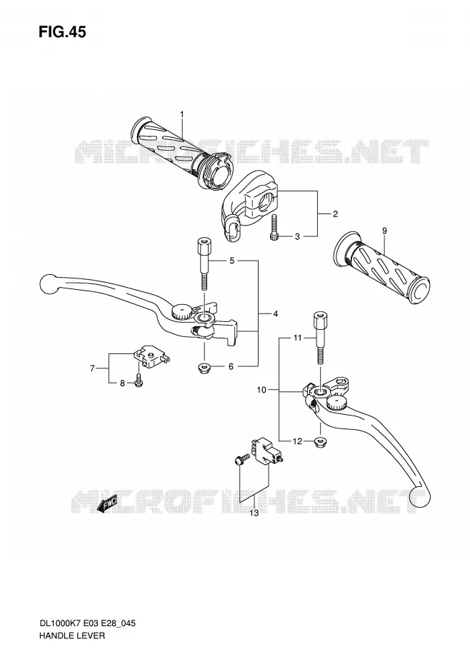 ENSEMBLE LEVIERS - POIGNEES Suzuki MOTO 1000 V-STROM 2008  DL1000K8(E3/E28)