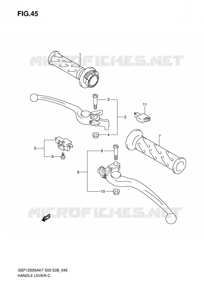 ENSEMBLE LEVIERS - POIGNEES Suzuki MOTO 1250 BANDIT-S 2009  GSF1250SK9(E3/E28)