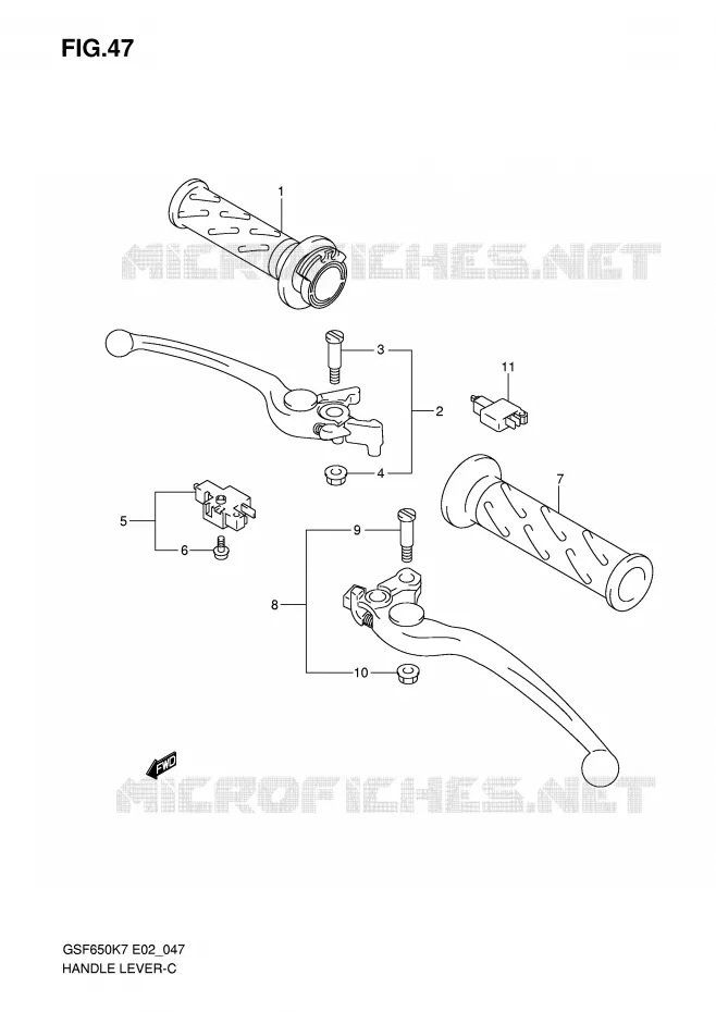 ENSEMBLE LEVIERS - POIGNEES Suzuki MOTO 650 BANDIT 2008  GSF650K8(E2)