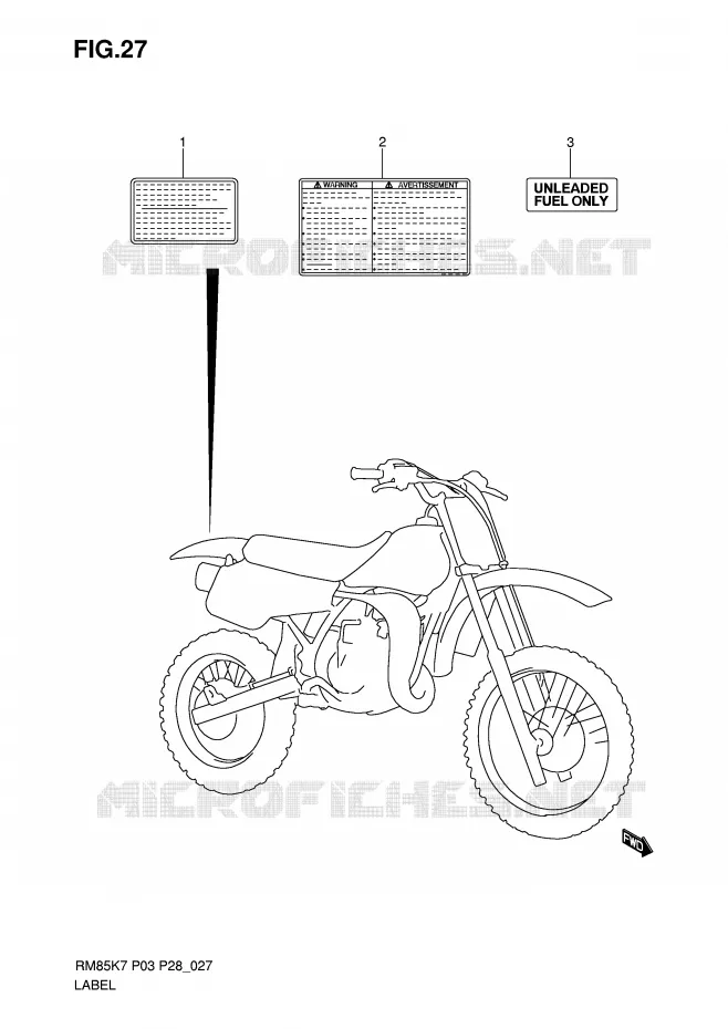 ETIQUETTE Suzuki MOTO 85 RM 2009  RM85K9(P3/P28)