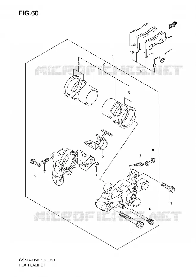 ETRIER DE FREIN ARRIERE Suzuki MOTO 1400 GSX 2006  GSX1400K6(E2)
