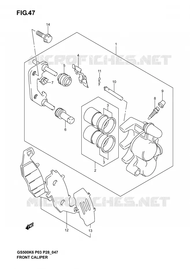 ETRIER DE FREIN AVANT (MODELE K3) Suzuki MOTO 500 GS-E 2006  GS500K6(P3)