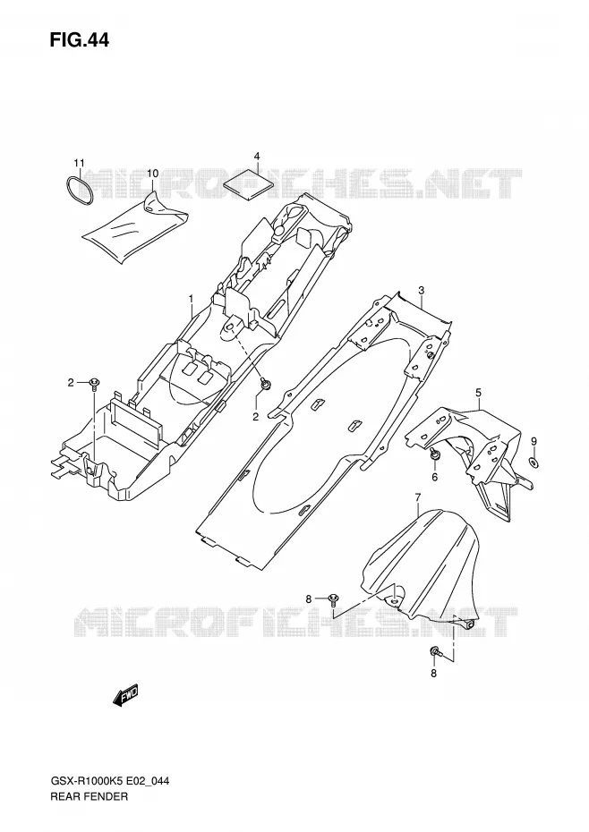GARDE BOUE ARRIERE Suzuki MOTO 1000 GSX-R 2006  GSX-R1000U2K6(E2)