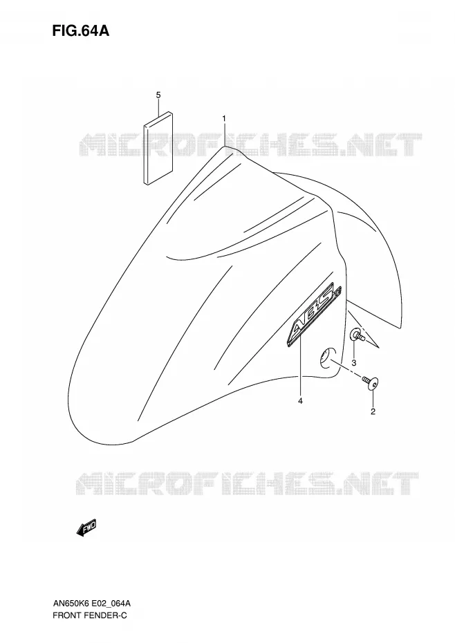 GARDE BOUE AVANT (MODEL K7) Suzuki SCOOTER 650 BURGMAN 2007  AN650K7(E2)