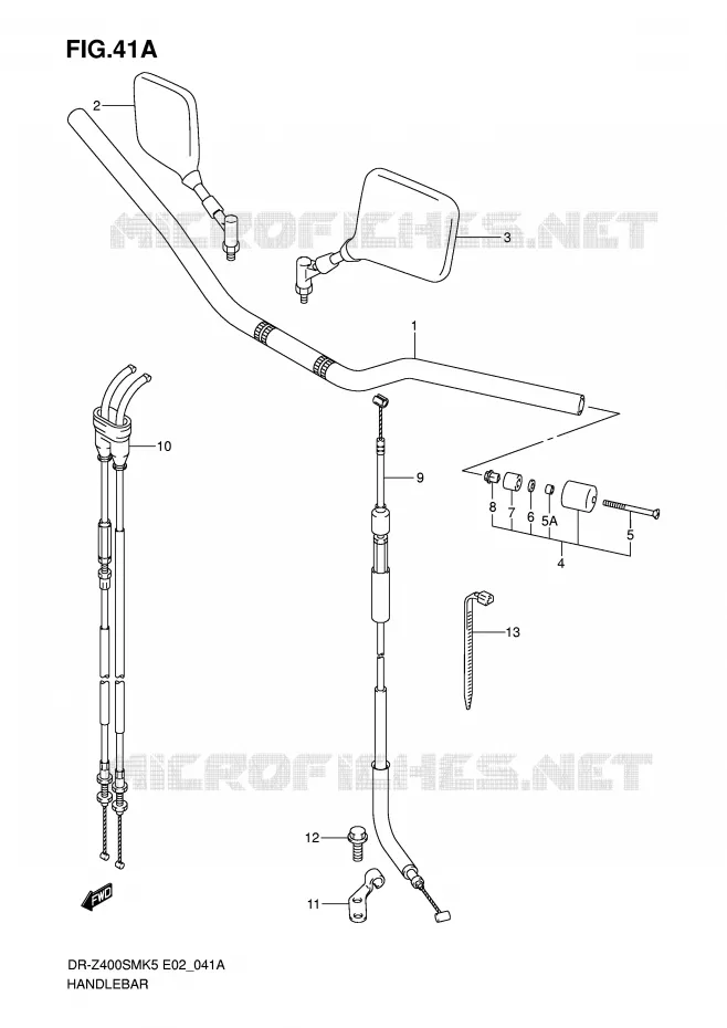 GUIDON (MODEL K7/K8/K9) Suzuki MOTO 400 DR-Z 2009  DR-Z400SMK9(E2)