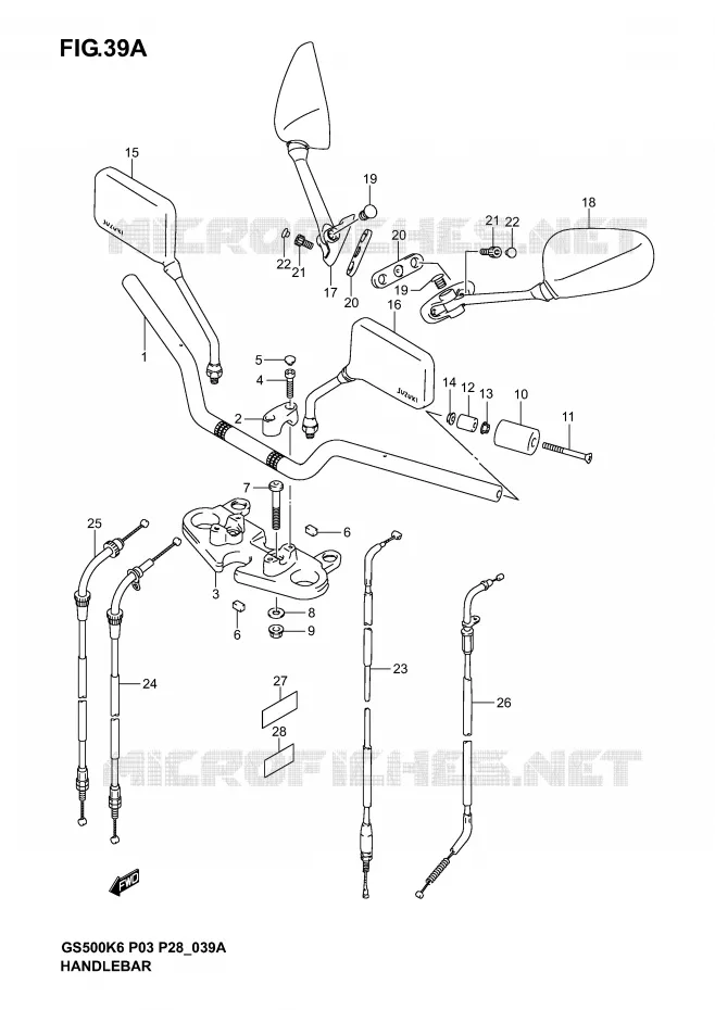 GUIDON (MODELE K4/K5/K6) Suzuki MOTO 500 GS-F 2004  GS500FK4(P3)