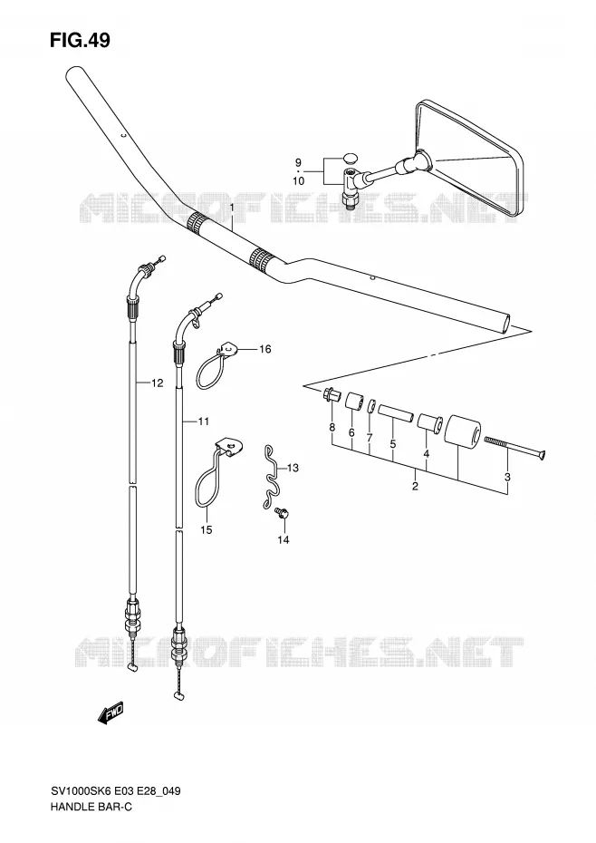 GUIDON (SV1000K6 E33) Suzuki MOTO 1000 SV 2006  SV1000K6(E3/E28)