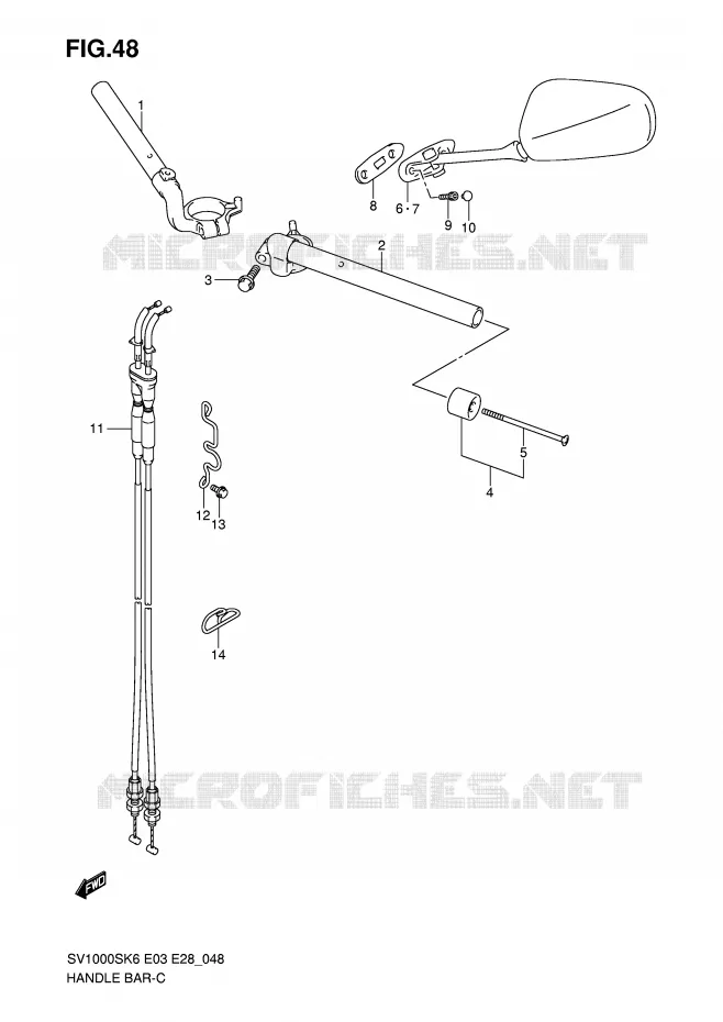 GUIDON (SV1000S) Suzuki MOTO 1000 SV 2007  SV1000SK7(E3/E28)
