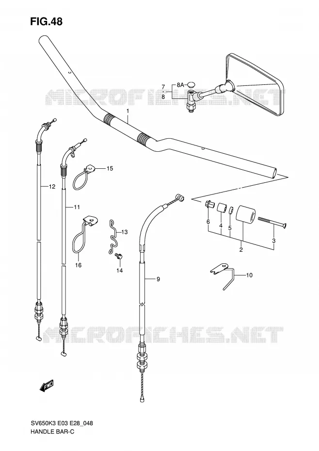 GUIDON (WITHOUT COWLING) Suzuki MOTO 650 SV 2004  SV650K4/SK4(E3/E28)