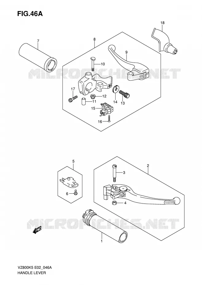 LEVIERS - POIGNEES (MODEL K7/K8/K9) Suzuki MOTO 800 MARAUDER 2007  VZ800UK7(E2)