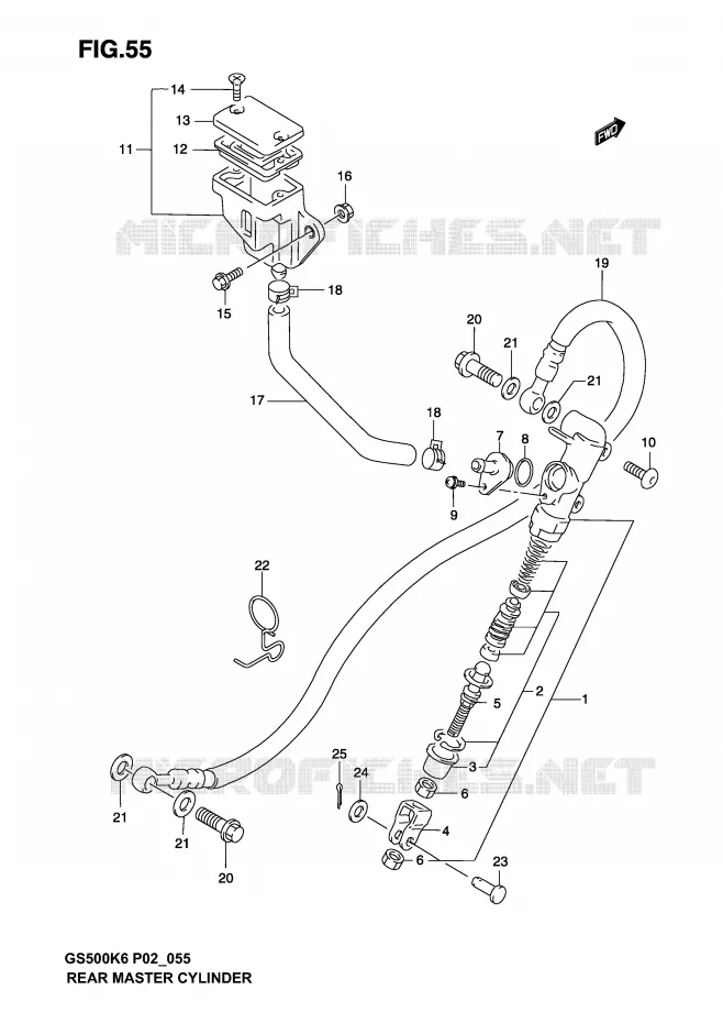 MAITRE CYLINDRE ARRIERE (MODELE K3) Suzuki MOTO 500 GS-E 2006  GS500UK6(P19)