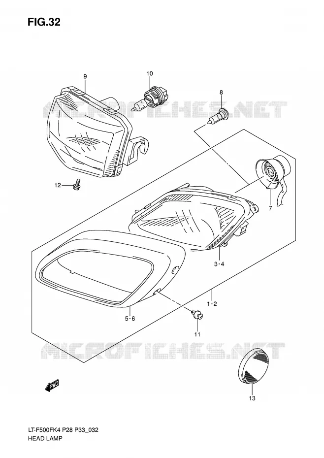 PHARE (MODELE K4) Suzuki QUAD 500 VINSON 2005  LT-F500FK5(P28/P33)