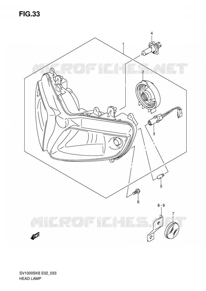 PHARE (SV1000S E24) Suzuki MOTO 1000 SV 2007  SV1000S2K7(E2)