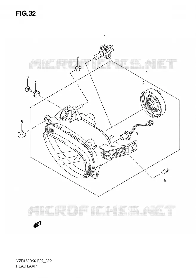 PHARE (VOIR NOTE) Suzuki MOTO 1800 INTRUDER 2009  VZR1800NK9(E2)