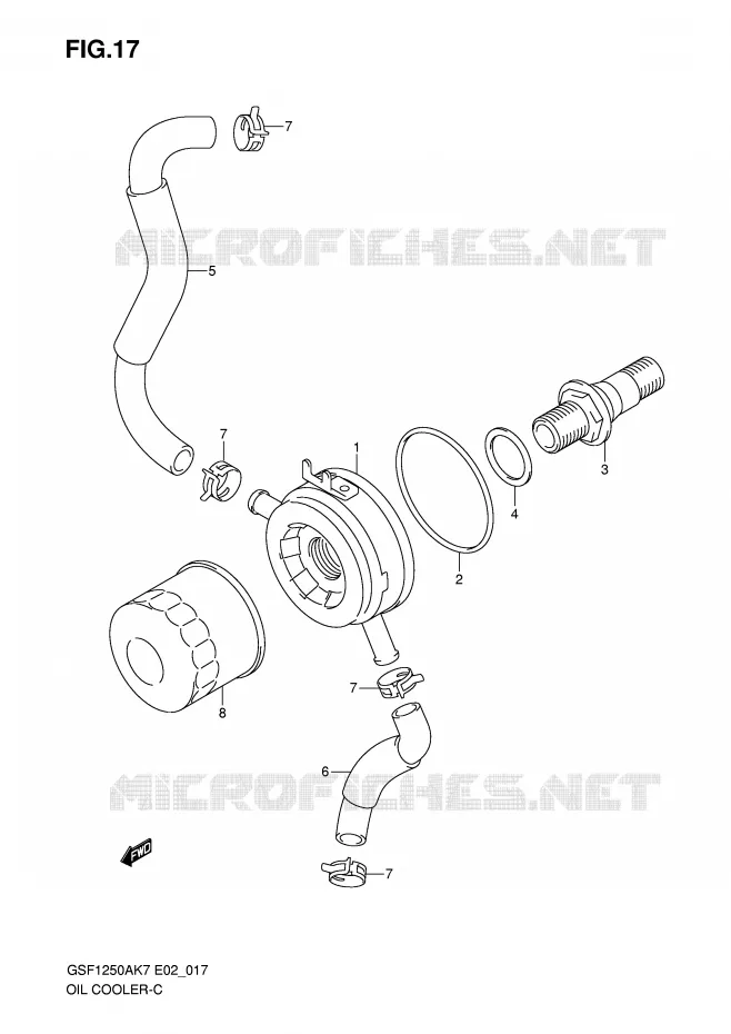 RADIATEUR D'HUILE Suzuki MOTO 1250 BANDIT-S 2007  GSF1250SK7(E2)