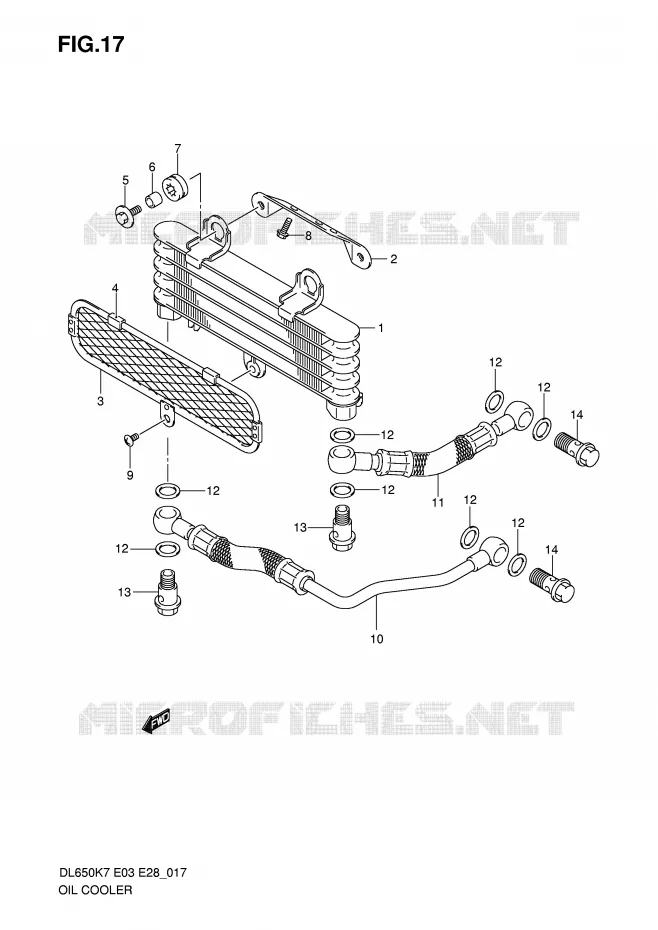RADIATEUR D'HUILE Suzuki MOTO 650 V-STROM 2010  DL650L0(E3/E28)