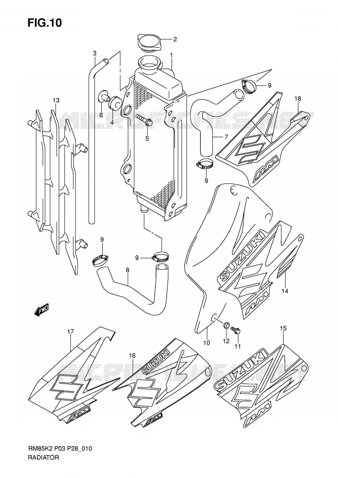 RADIATEUR Suzuki MOTO 85 RM 2005  RM85K5(P3/P28)