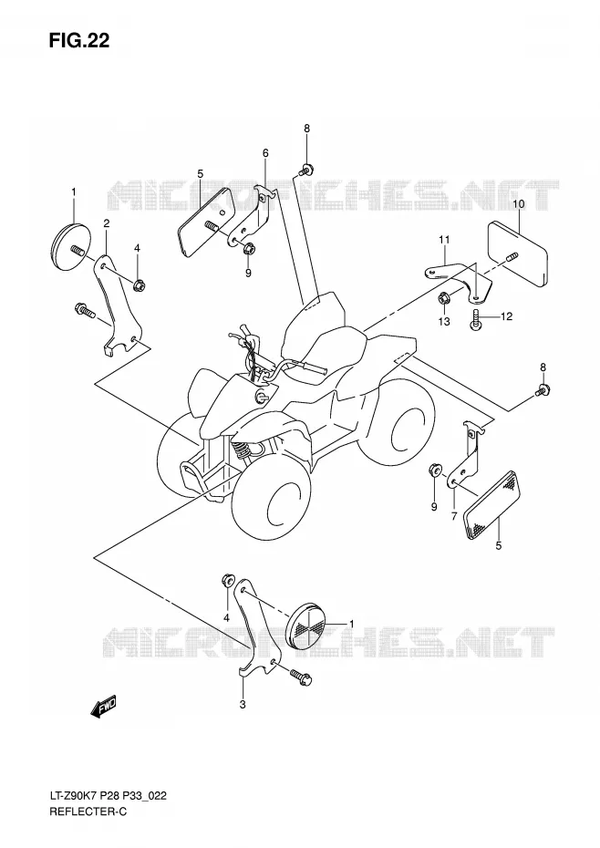 REFLECTEUR (P28) Suzuki QUAD 90 QUADSPORT 2009  LT-Z90K9(P28/P33)