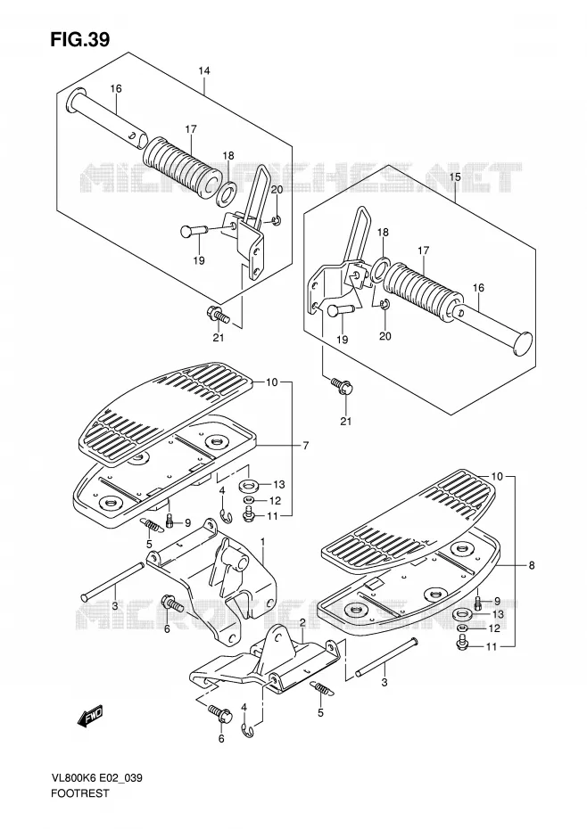 REPOSE PIEDS (MODEL K6/K7/K8) Suzuki MOTO 800 VOLUSIA 2008  VL800CK8(E2)