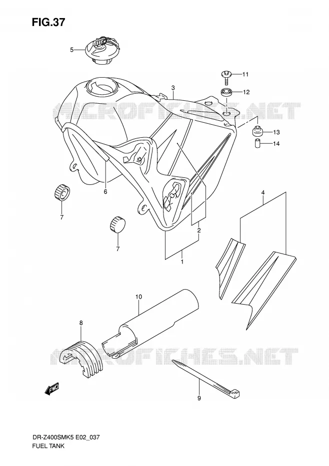 RESERVOIR D'ESSENCE (MODELE K5/K6) Suzuki MOTO 400 DR-Z 2007  DR-Z400SMK7(E2)