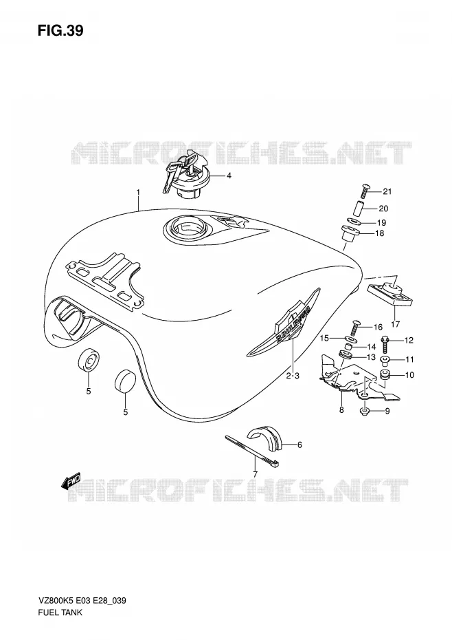 RESERVOIR D'ESSENCE (MODELE K5/K6) Suzuki MOTO 800 MARAUDER 2007  VZ800ZK7(E3/E28)