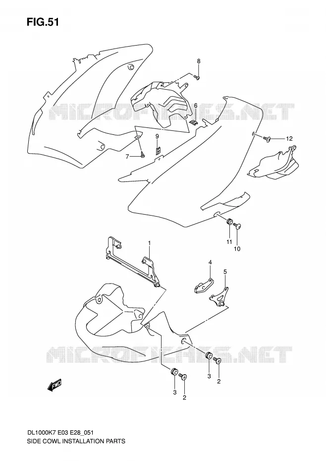 SUPPORTS / FIXATIONS CARENAGES Suzuki MOTO 1000 V-STROM 2009  DL1000K9(E3/E28)
