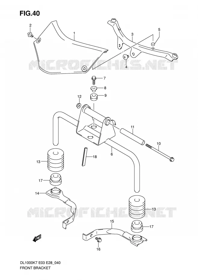 SUPPORTS AVANT Suzuki MOTO 1000 V-STROM 2009  DL1000K9(E3/E28)