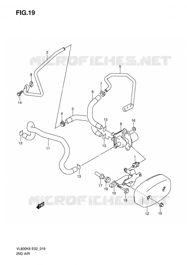 SYSTÈME DE RECYCLAGE GAZ D'ECHAPPEMENT (MODEL K6/K7/K8) Suzuki MOTO 800 VOLUSIA 2007  VL800CUEK7(E2)