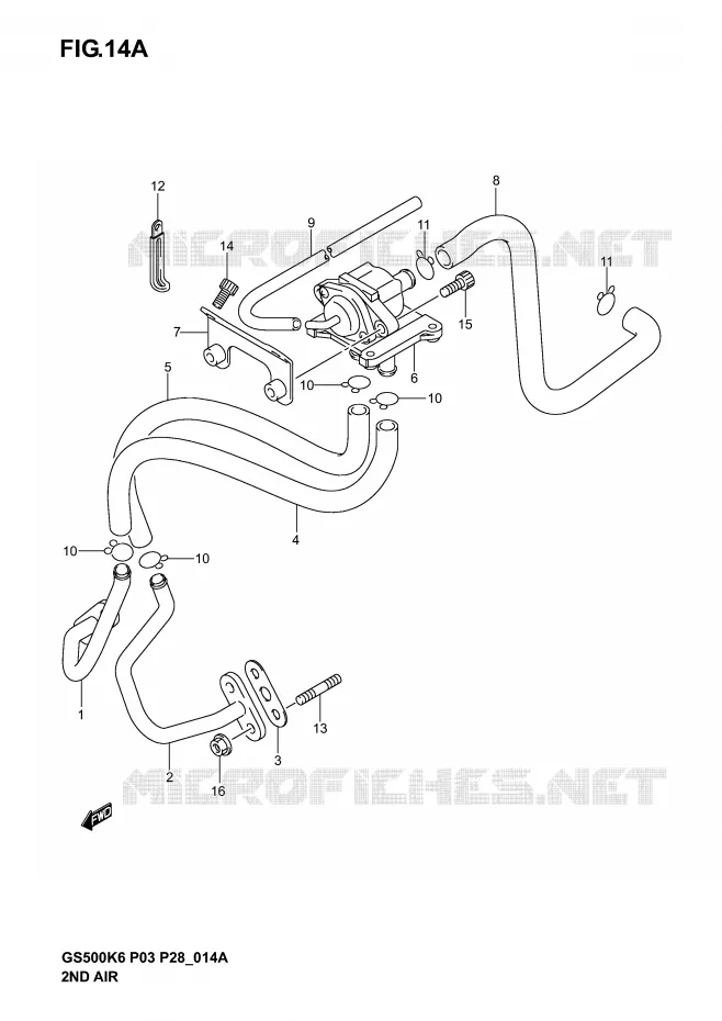 SYSTEME RECYCLAGE GAZ ECHAPPEMENT (GS500F P33/GS500FK6 P3/GS500/FK6 P28) Suzuki MOTO 500 GS-E 2003  GS500K3(P3)