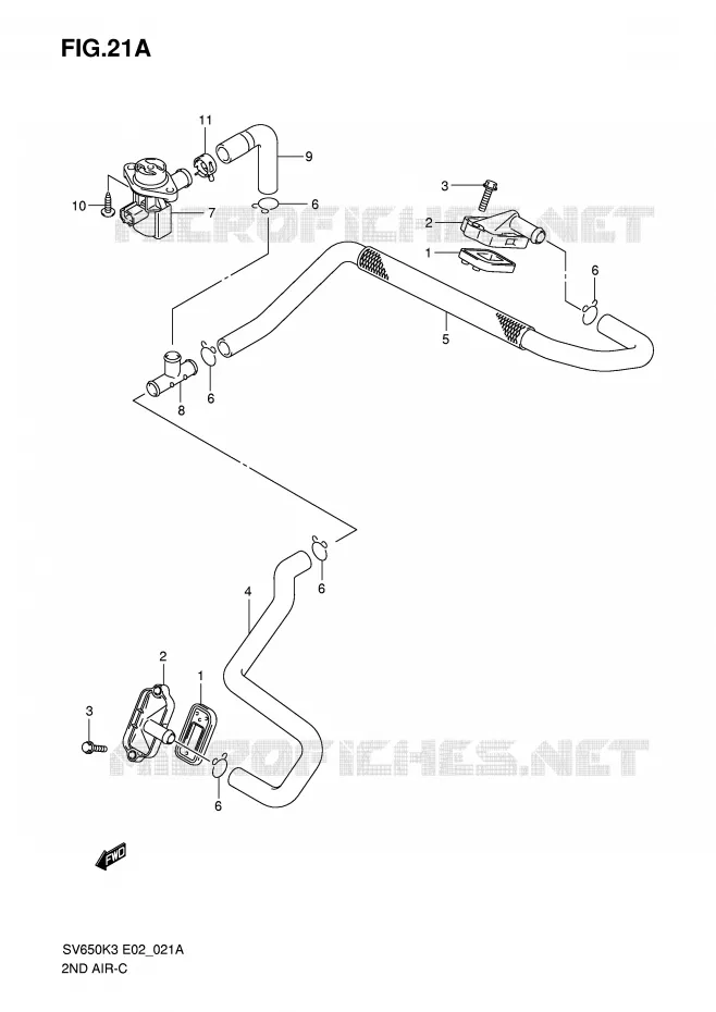SYSTEME RECYCLAGE GAZ ECHAPPEMENT (MODEL K7) Suzuki MOTO 650 SV-S 2003  SV650SUK3(E2)