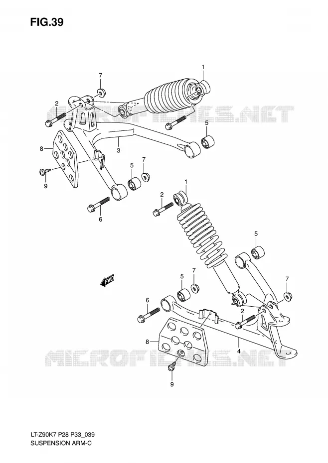 AMORTISSEUR - TRIANGLES Suzuki QUAD 90 QUADSPORT 2009  LT-Z90ZK9(P28/P33)