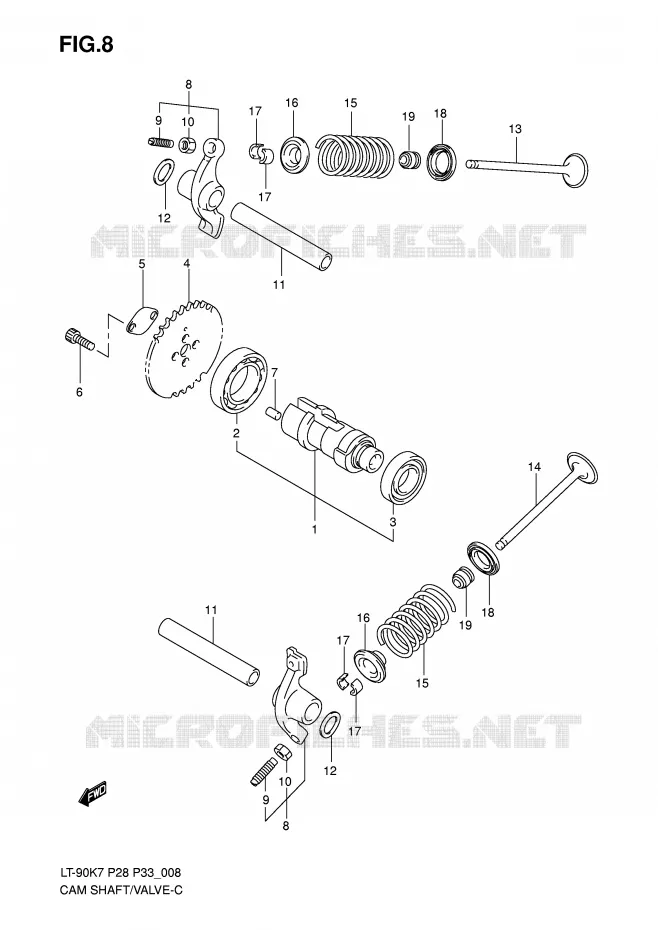 ARBRE A CAMES - SOUPAPES Suzuki QUAD 90 QUADSPORT 2008  LT-Z90K8(P28/P33)