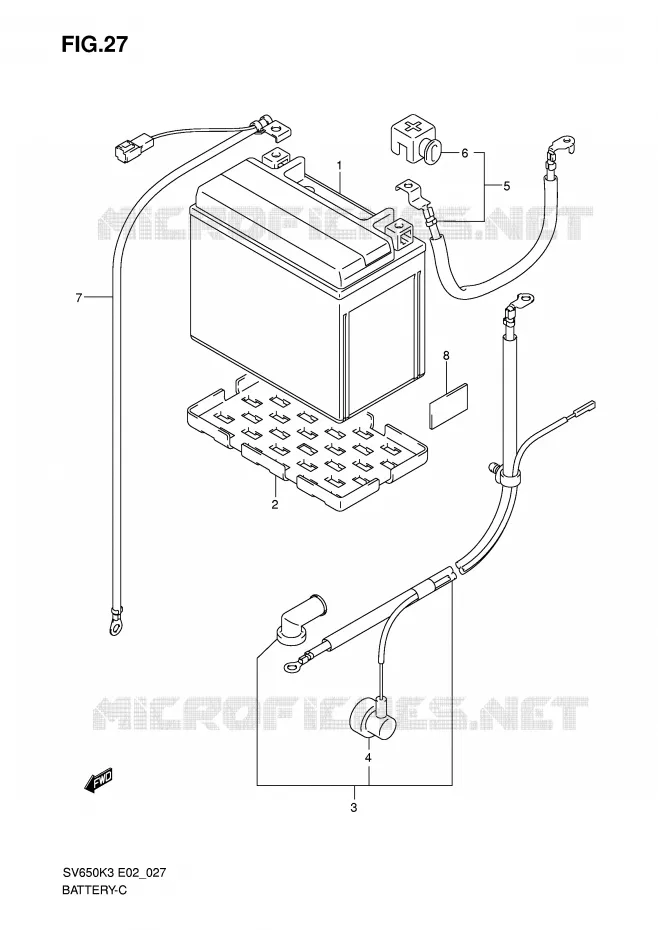 BATTERIE (SV650/SV650U/SV650S) Suzuki MOTO 650 SV 2005  SV650K5(E2)