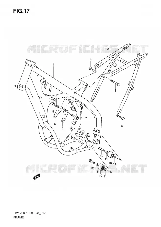 CADRE Suzuki MOTO 125 RM 2007  RM125K7(E3/E28)