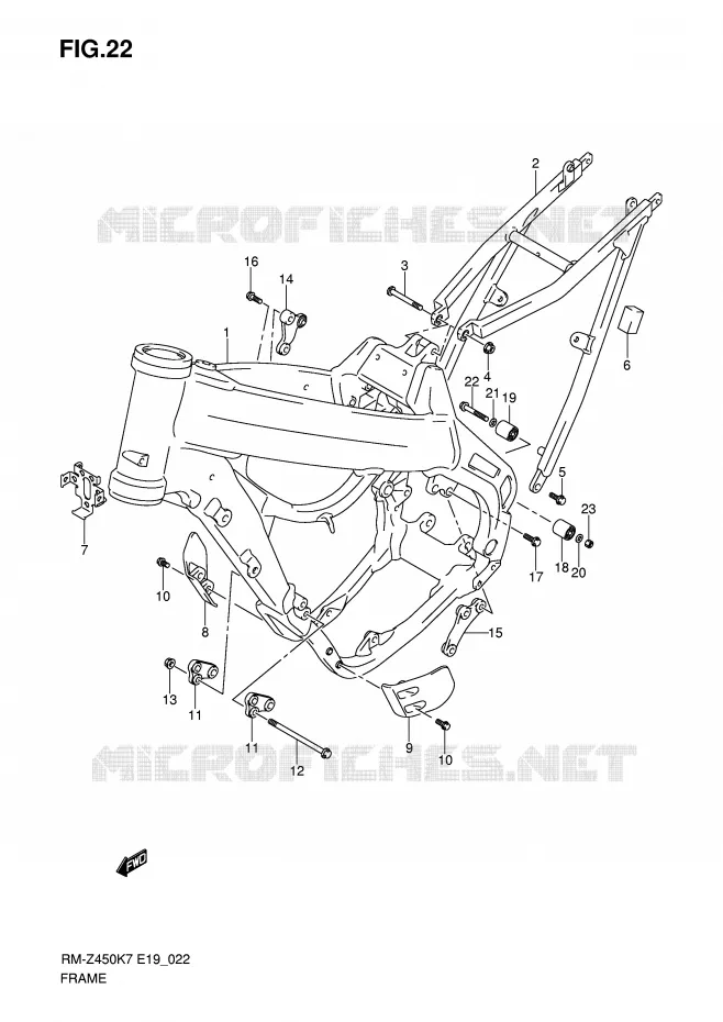 CADRE Suzuki MOTO 450 RM-Z 2007  RM-Z450K7(E19)
