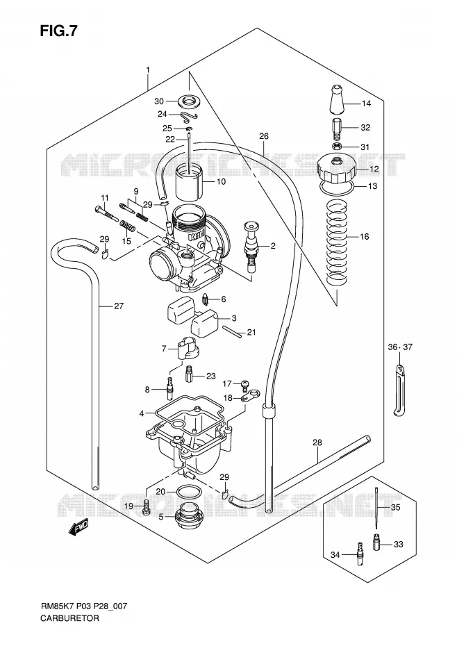 CARBURATEUR Suzuki MOTO 85 RM 2007  RM85LK7(P3/P28)