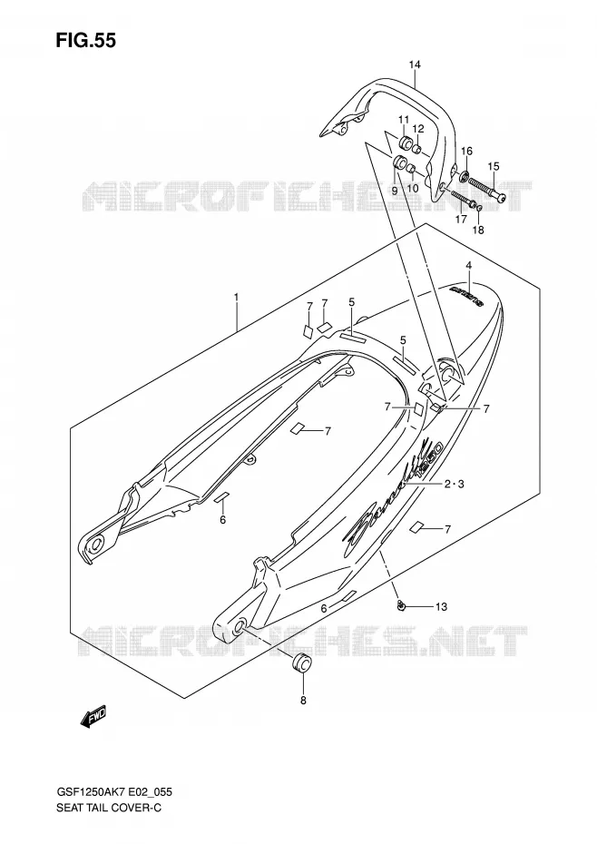 CARENAGE ARRIERE - CAPOT DE SELLE (GSF1250K7/AK7) Suzuki MOTO 1250 BANDIT-S 2009  GSF1250SAZK9(E2)