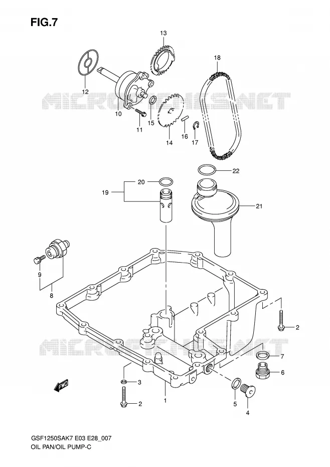 CARTER INFERIEUR - POMPE A HUILE Suzuki MOTO 1250 BANDIT-S 2008  GSF1250SAK8(E3/E28)