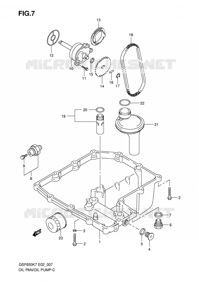 CARTER INFERIEUR - POMPE A HUILE Suzuki MOTO 650 BANDIT 2007  GSF650SK7(E19)