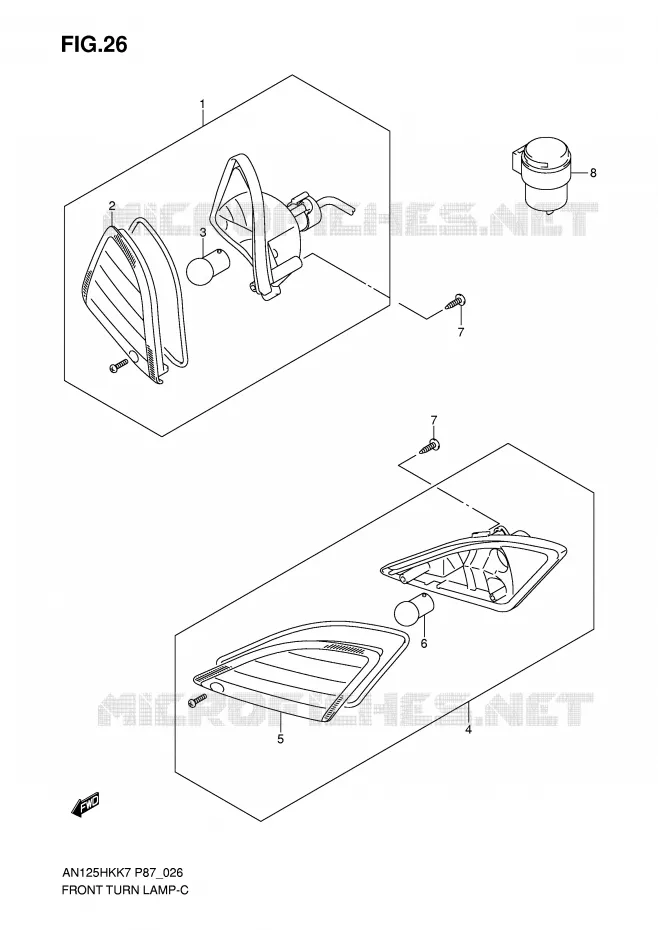 CLIGNOTANTS AVANT Suzuki SCOOTER 125 BURGMAN 2007  AN125HKK7(P87)